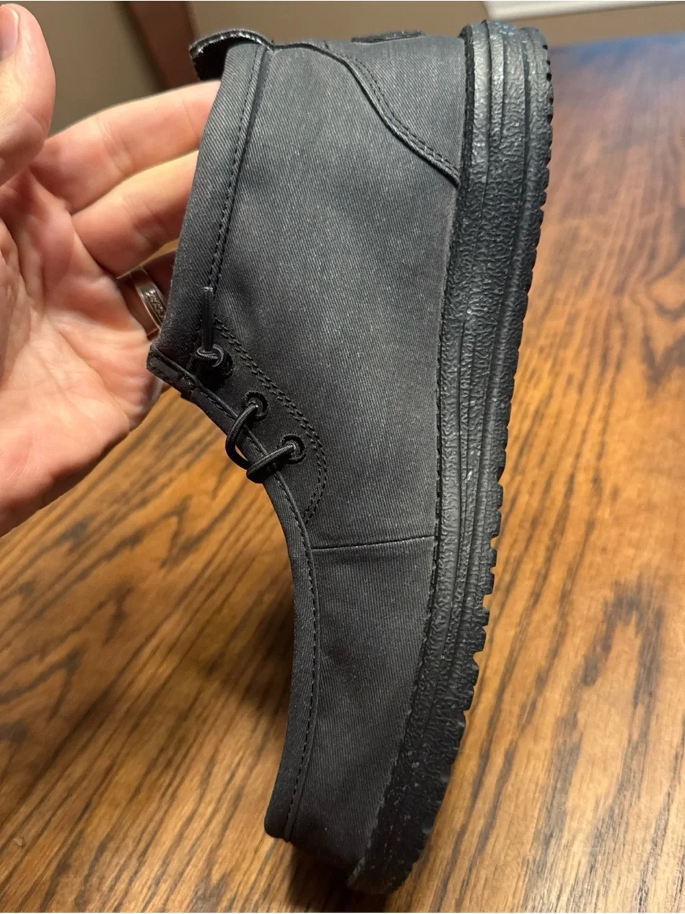Hey Dude Wally Dark Gray Canvas Slip On Comfort Shoes Men's US 8